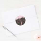 Roze & Bruine Rammelontwerp Baby Shower Sticker (Envelop)