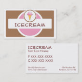 Roze bruine retro eenvoudige ijsje visitekaartjes (Voorkant / Achterkant)