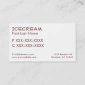Roze bruine retro eenvoudige ijsje visitekaartjes (Achterkant)