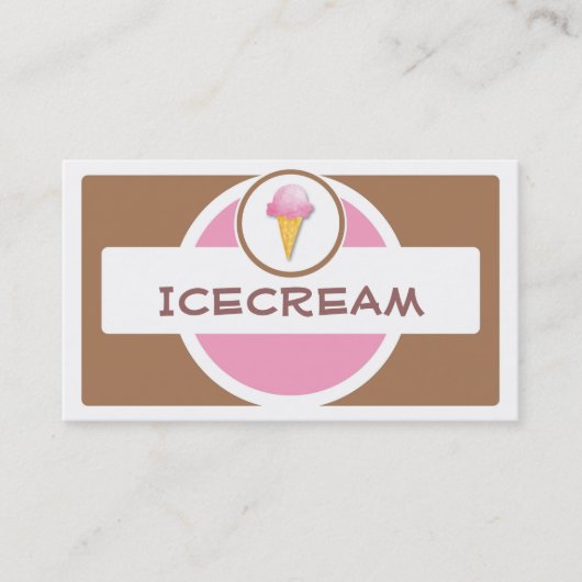 Roze bruine retro eenvoudige ijsje visitekaartjes (Voorkant)