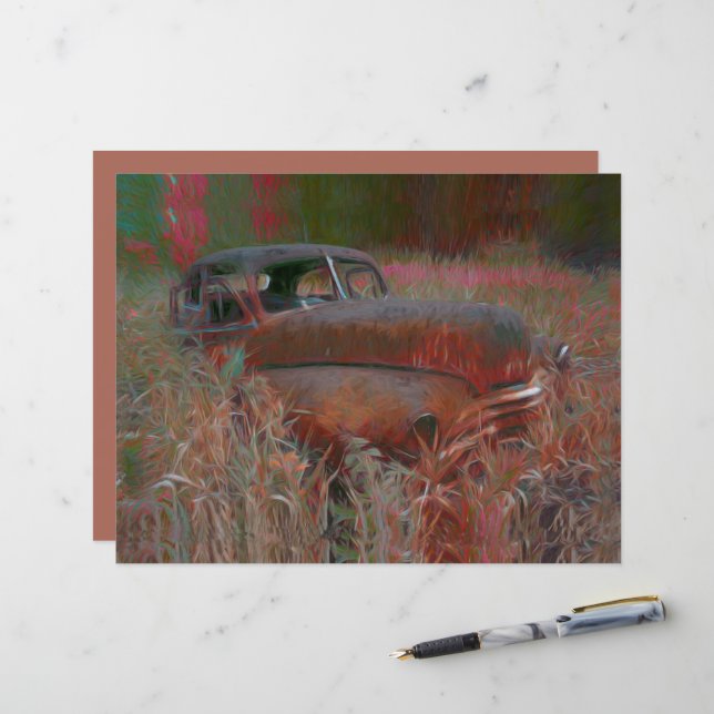  roze bruine roze auto oud Antiek (Voorkant / Achterkant in situ)