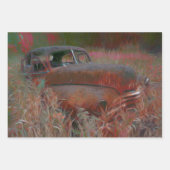  roze bruine roze auto oud Antiek Inpakpapier Vel (Voorkant 3)