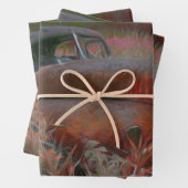  roze bruine roze auto oud Antiek Inpakpapier Vel (In situ)