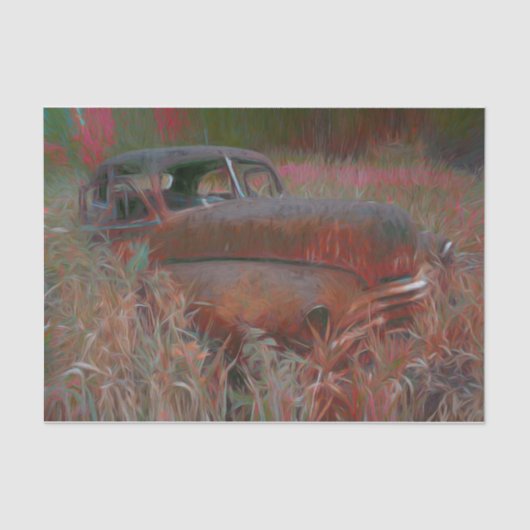 roze bruine roze auto oud Antiek Tissuepapier (Voorkant)