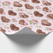 Roze Bruine Rozen Bloemen Harten Trouwen Cadeaupapier (Hoek)