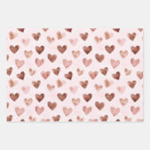 Roze Bruine Rozen Bloemen Harten Vrijgezellenfeest Inpakpapier Vel (Voorkant 2)