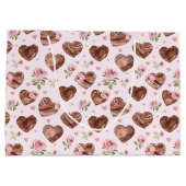 Roze Bruine Rozen Bloemen Hartjes Bruidsboeket Groot Cadeauzakje (Achterkant)