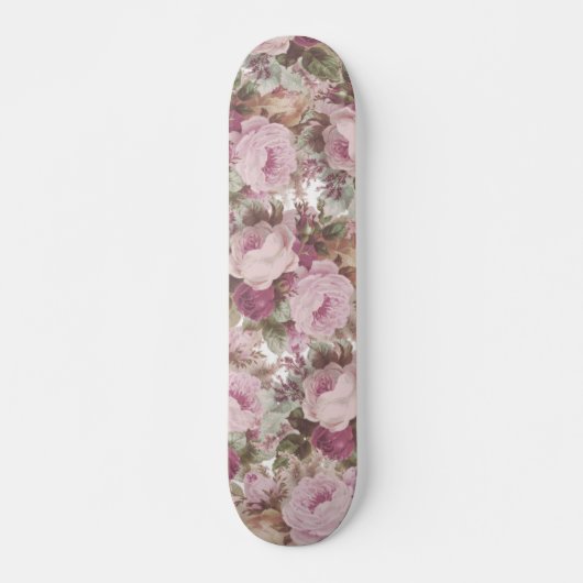  roze bruine rozen florale skateboard (Voorkant)