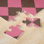 Roze Bruine Ruit Diamant Patroon Legpuzzel (Zijkant)