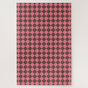 Roze Bruine Ruit Diamant Patroon Legpuzzel