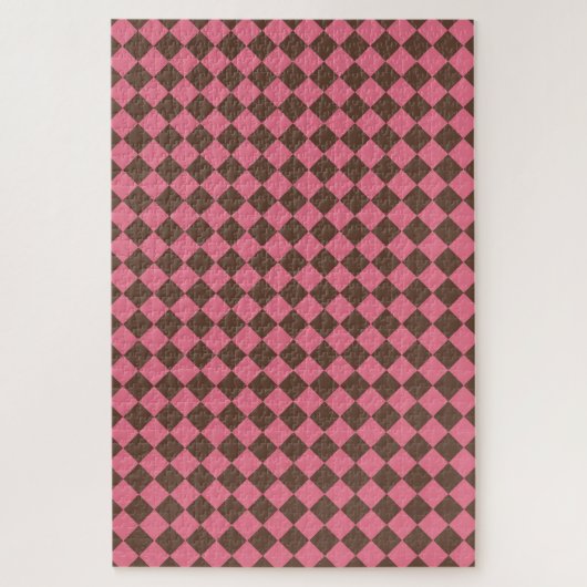 Roze Bruine Ruit Diamant Patroon Legpuzzel (Verticaal)