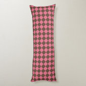 Roze Bruine Ruit Diamant Patroon Lichaamskussen (Achterkant (Verticaal))