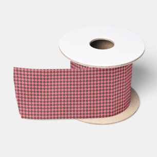 Roze Bruine Ruit Diamant Patroon Satijnen Lint