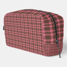 Roze bruine ruitpatroon toilettas