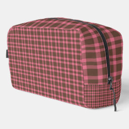 Roze bruine ruitpatroon toilettas toilettasje