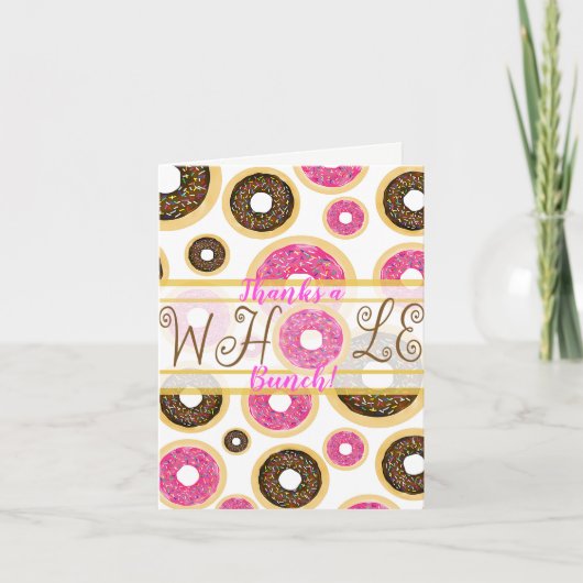 Roze & Bruine Spikkel Donuts Moderne Bedankkaart (Voorkant)