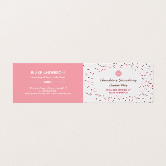 Roze bruine sprinken Homemade Cookie Mix Visitekaartje (Buitenkant ongevouwen)