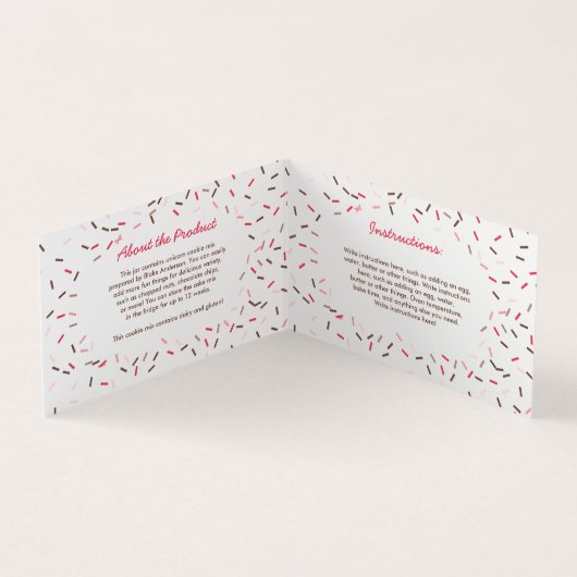 Roze bruine sprinken Homemade Cookie Mix Visitekaartje (Binnen)