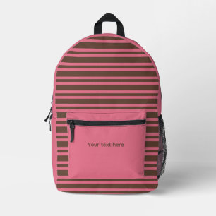 Roze Bruine Strepen Naadloos Personaliseer Patroon Bedrukte Rugzak