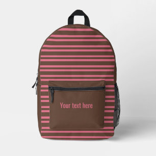 Roze Bruine Strepen Naadloos Personaliseer Patroon Bedrukte Rugzak