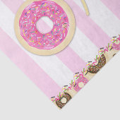 Roze Bruine Strooi Donuts EEN 1STE Verjaardagsfees Tissuepapier (Detail)