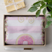 Roze Bruine Strooi Donuts EEN 1STE Verjaardagsfees Tissuepapier (Geschenk)