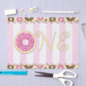 Roze Bruine Strooi Donuts EEN 1STE Verjaardagsfees Tissuepapier (Craft)