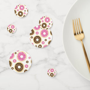 Roze & Bruine Strooi Donuts Leuk Partij Tafel Deco Confetti