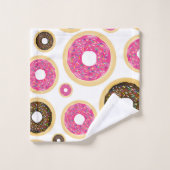 Roze & Bruine Strooidonuts Modern Fun Cute Bad Handdoek (Wasdoekje)