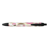 Roze & Bruine Strooidonuts Modern Fun Cute Blauwe Inkt Pen (Achterkant)