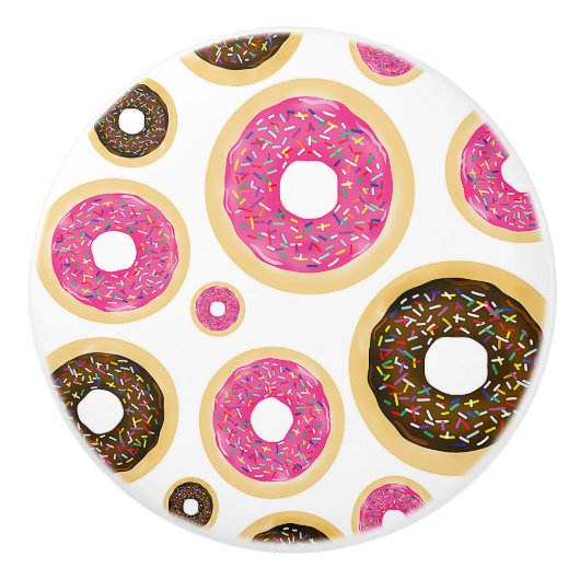 Roze & Bruine Strooidonuts Modern Fun Cute Keramische Knop (Voorkant)