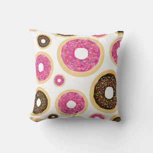 Roze & Bruine Strooidonuts Modern Fun Cute Kussen