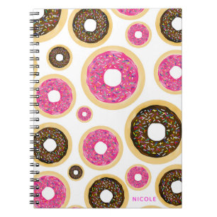 Roze & Bruine Strooidonuts Modern Fun Cute Notitieboek