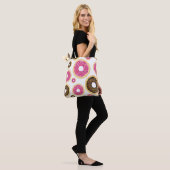 Roze & Bruine Strooidonuts Modern Fun Cute Tote Bag (Op model)
