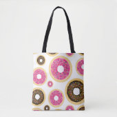 Roze & Bruine Strooidonuts Modern Plezierig Knuffe Tote Bag (Voorkant)