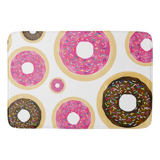 Roze & Bruine Strooidonuts Modern Plezierig Schatt Badmat (Voorkant)