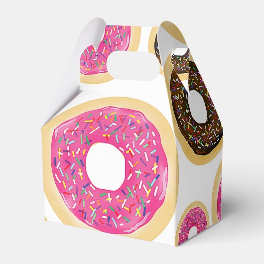Roze & Bruine Strooidonuts Modern Verjaardagsfeest Bedankdoosjes (Voorkant Zijde)