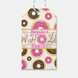 Roze & Bruine Strooidonuts Moderne Verjaardagsfees Cadeaulabel