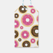 Roze & Bruine Strooidonuts Moderne Verjaardagsfees Cadeaulabel (Achterkant)