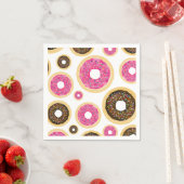 Roze & Bruine Strooidonuts Moderne Verjaardagsfees Servetten (Insitu)
