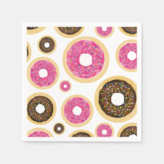 Roze & Bruine Strooidonuts Moderne Verjaardagsfees Servetten (Voorkant)