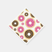 Roze & Bruine Strooidonuts Moderne Verjaardagsfees Servetten (Hoek)