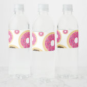 Roze & Bruine Strooidonuts Moderne Verjaardagsfees Waterfles Etiket (Flessen)