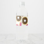 Roze & Bruine Strooidonuts Moderne Verjaardagsfees Waterfles Etiket (Achterkant)