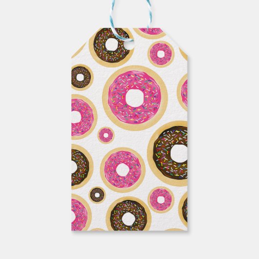 Roze & Bruine Strooier Donuts Modern Verjaardagsfe Cadeaulabel (Achterkant)