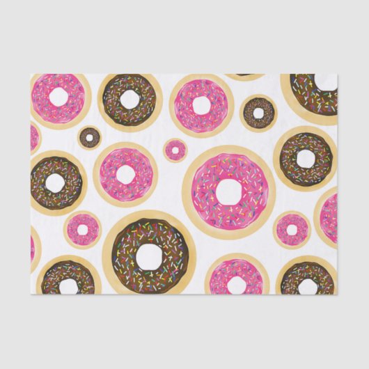 Roze & Bruine Strooier Donuts Modern Verjaardagsfe Tissuepapier (Voorkant)