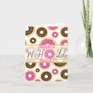 Roze & Bruine Strooier Donuts Moderne Bedankkaart