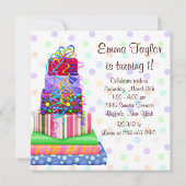 Roze Bruine Taart Cadeaus Meisjes 1e Verjaardagsfe Kaart (Achterkant)