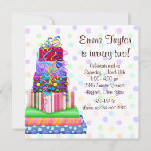 Roze Bruine Taart Cadeaus Meisjes 2e Verjaardagsfe Kaart (Achterkant)