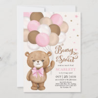 Roze bruine Teddy Bear met Balloons Girl Birthday